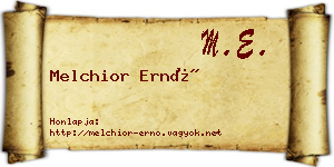 Melchior Ernő névjegykártya